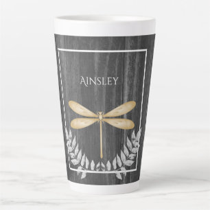 Taza De Café Latte Latte Mug Personalizada Rústica de la Dragonfly de