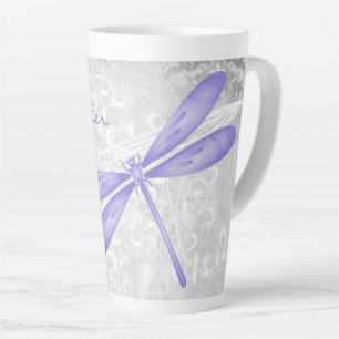 Taza De Café Latte Latte Mug Personalizado de la Dragonfly Púrpura
