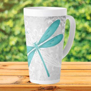 Taza De Café Latte Latte Mug personalizado de la libélula verde azul