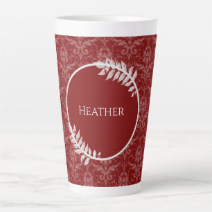 Taza De Café Latte Latte Mug personalizado elegante rojo Damask