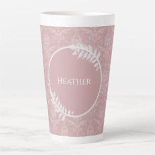 Taza De Café Latte Latte Mug Personalizado Elegante Rosa Damask Perso