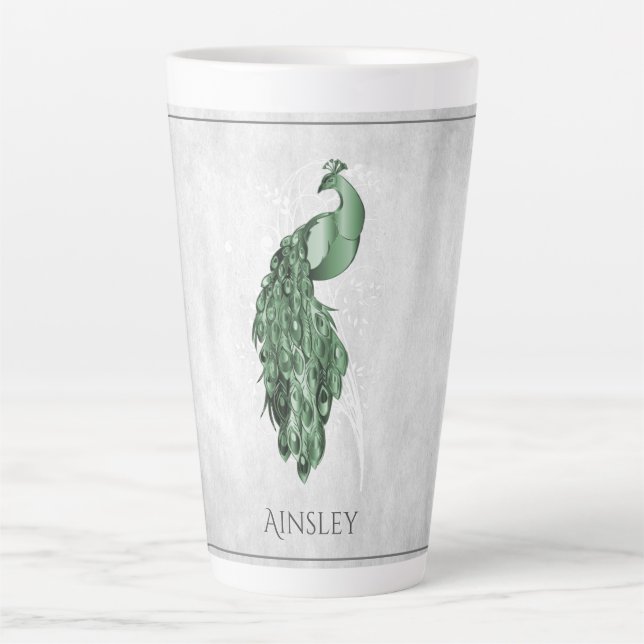 Taza De Café Latte Latte Mug Personalizado Elegante Verde (Anverso)