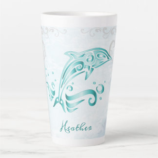 Taza De Café Latte Latte Mug personalizado para delfín verde azulado