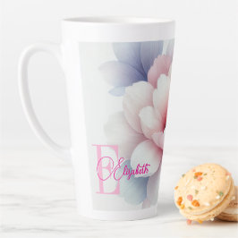 Taza De Café Latte Latte Mug Personalizado Romántico Pastel Rosa Flor