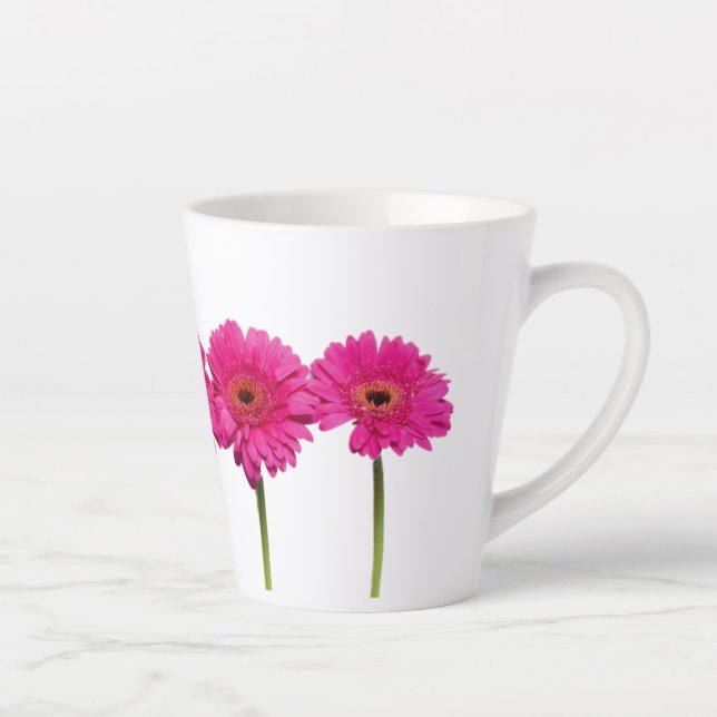 Taza De Café Latte Latte Mug Pink Gerbera Daisies (Derecha)