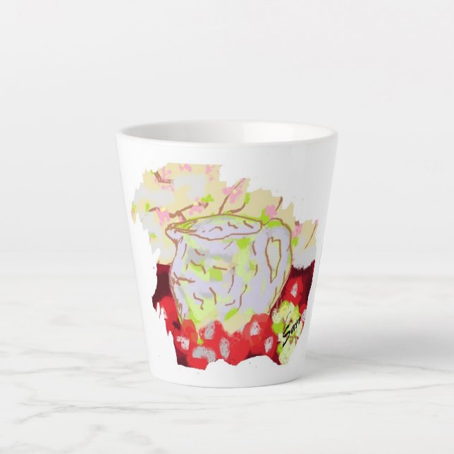 Taza De Café Latte Latte Mug " Pitcher con Fruta (Anverso)