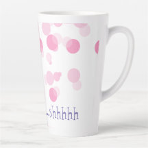 Latte Mug, puntos rosados, "Todavía no...shhhhhhhh