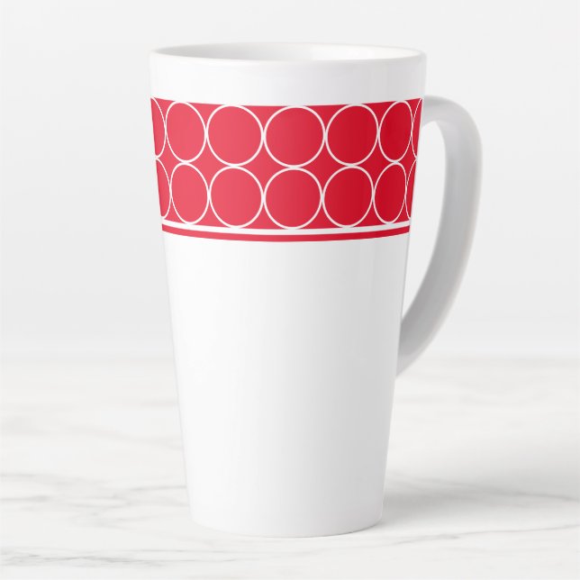 Taza De Café Latte Latte Mug-Red & White Dots (Ángulo derecho)