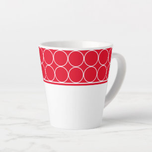 Taza De Café Latte Latte Mug-Red & White Dots