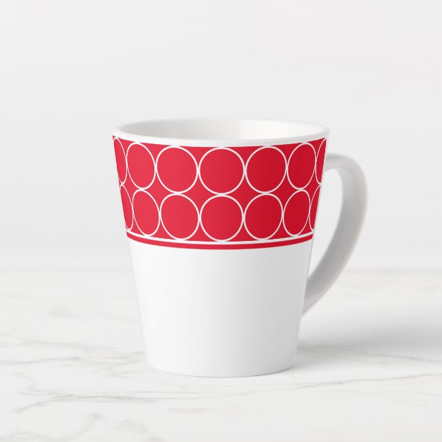 Taza De Café Latte Latte Mug-Red & White Dots (Ángulo derecho)