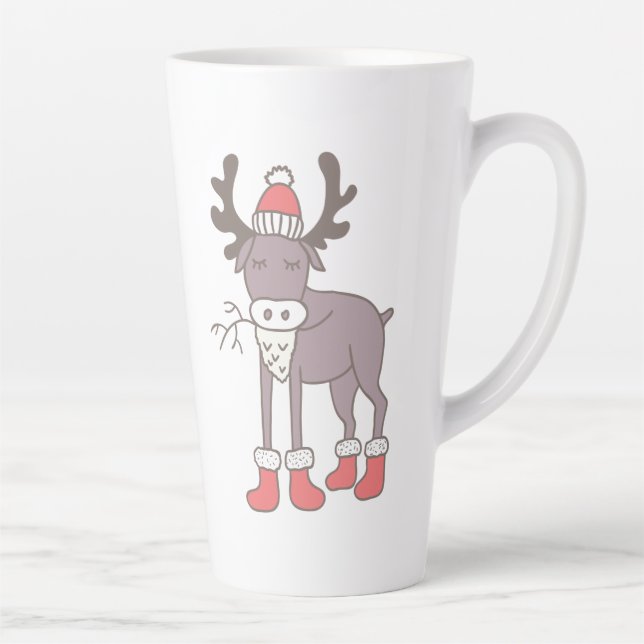 Taza De Café Latte Latte Mug, reno de invierno (Derecha)