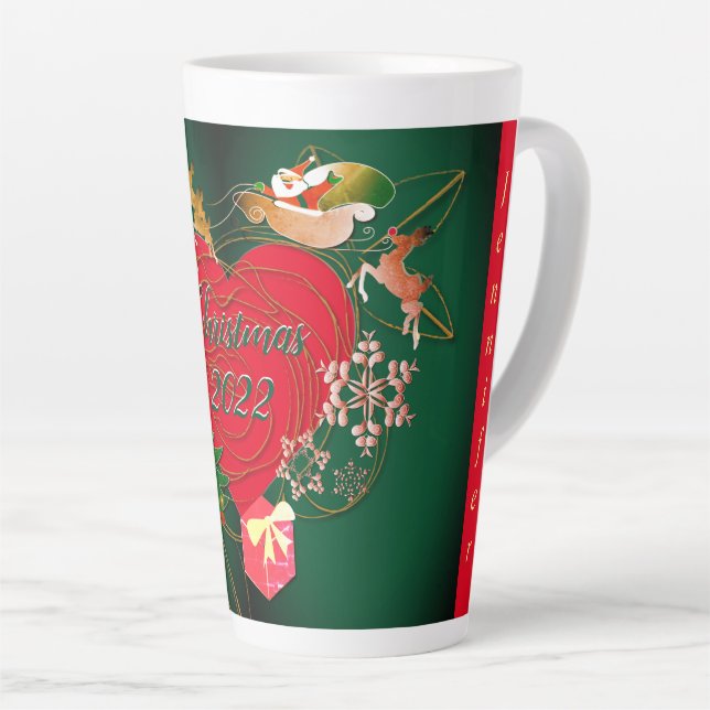 Taza De Café Latte Latte Mug, reno de Santa navidades (Ángulo derecho)