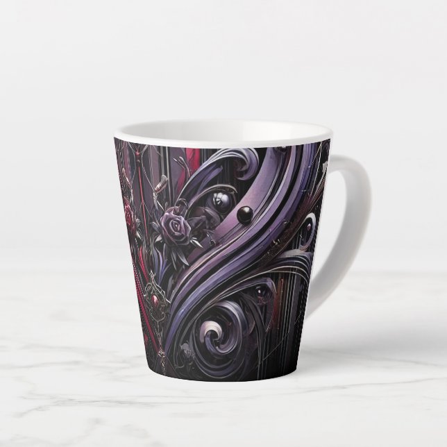 Taza De Café Latte Latte Mug, Rosa gótico con diseño de catedral (Ángulo derecho)