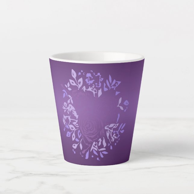 Taza De Café Latte Latte Mug, Rosa violeta pequeño (Anverso)