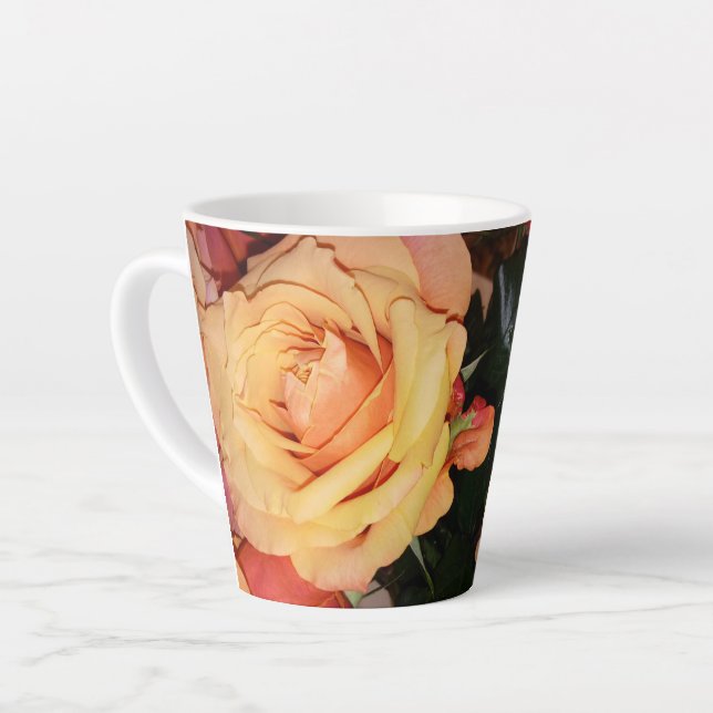 Taza De Café Latte Latte Mug, Rosas de la página (Ángulo izquierdo)