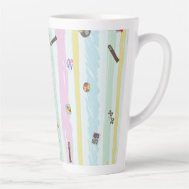 Taza De Café Latte Latte Mug – Sports & Stripes Pastel Racing Design