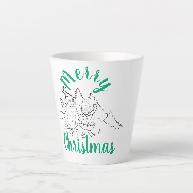 Taza De Café Latte Latte Mug ; Sr. y Sra. Claus (Anverso)