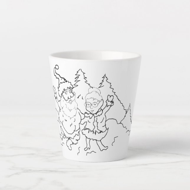 Taza De Café Latte Latte Mug ; Sr. y Sra. Claus (Anverso)