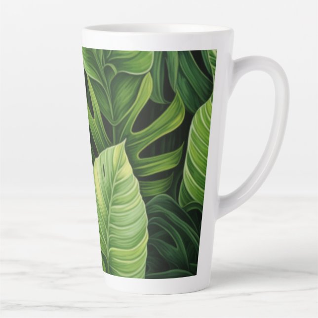 Taza De Café Latte Latte Mug - Tall mug con diseño de hoja (Derecha)