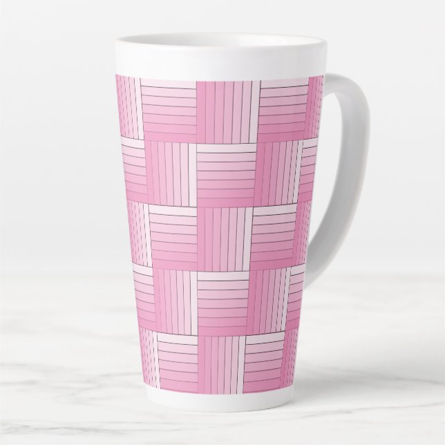 Taza De Café Latte Latte Mug - Tejido de cinta rosada sombreada (Ángulo derecho)