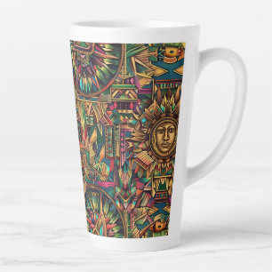 Taza De Café Latte Latte Mug, "Vibrante Emblema Histórico" Ceruleano