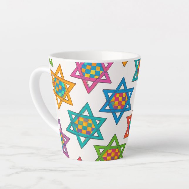 Taza De Café Latte Latte Mugs - Diseño de estrellas judías (Ángulo izquierdo)