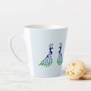 Taza De Café Latte Latte Mugs: El pavo real