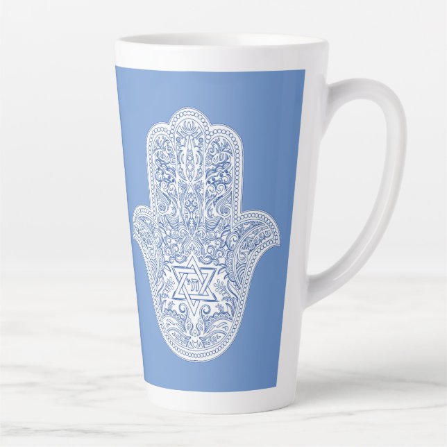 Taza De Café Latte Latte Mugs - Hamsa - Judaica - Café Mug (Derecha)