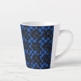Taza De Café Latte Lazo floral negro