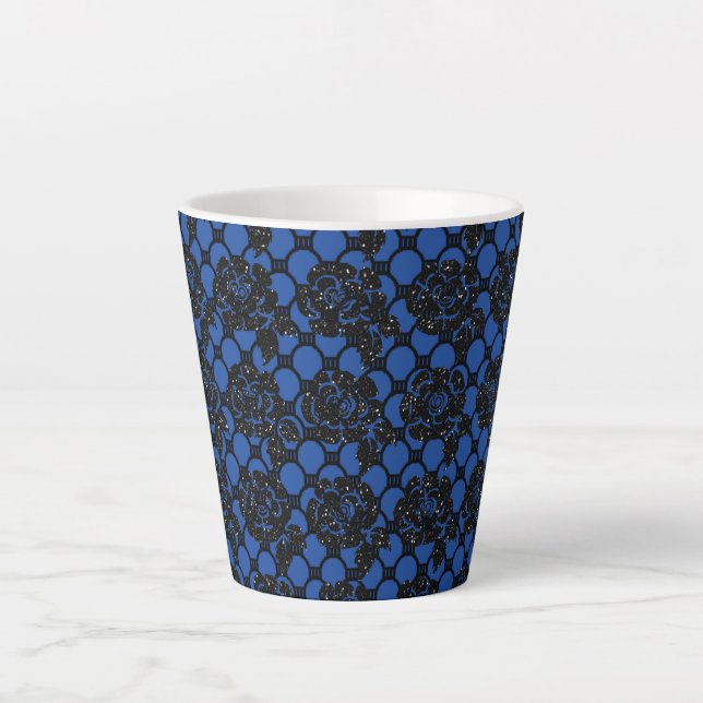 Taza De Café Latte Lazo floral negro (Anverso)