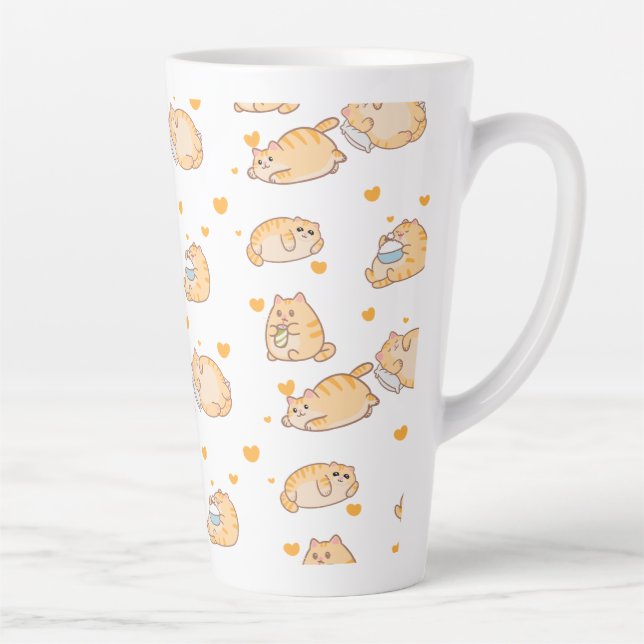 Taza De Café Latte Lazy Orange Cat (Derecha)