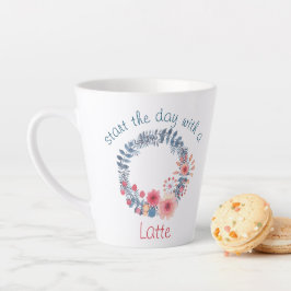 Taza De Café Latte Lealtad Floral De Pastel Rojo, Blanco Y Azul