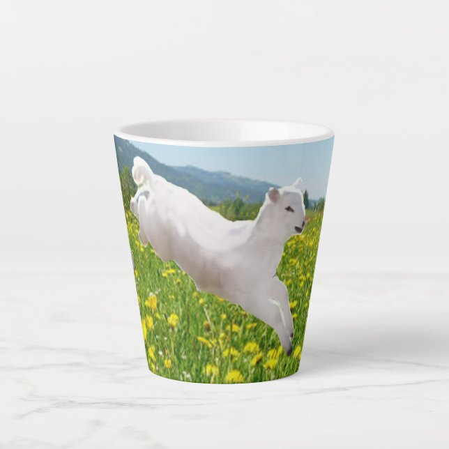 Taza De Café Latte Leaping Lambs Easter (Anverso)