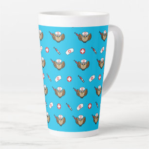 Taza De Café Latte Lechuza de enfermera con Personalizado de jeringas
