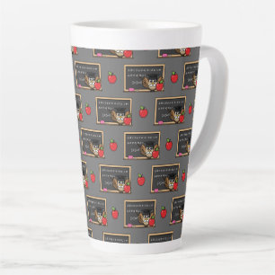 Taza De Café Latte Lechuza educativa con Personalizado Apple