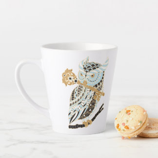 Taza De Café Latte Lechuza Horneada Grande De Medianoche