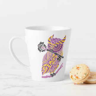Taza De Café Latte Lechuza morada grande