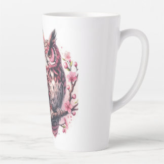 Taza De Café Latte Lechuza rosa