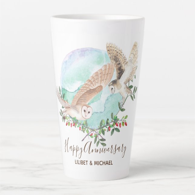 Taza De Café Latte Lechuzas personalizadas (Anverso)