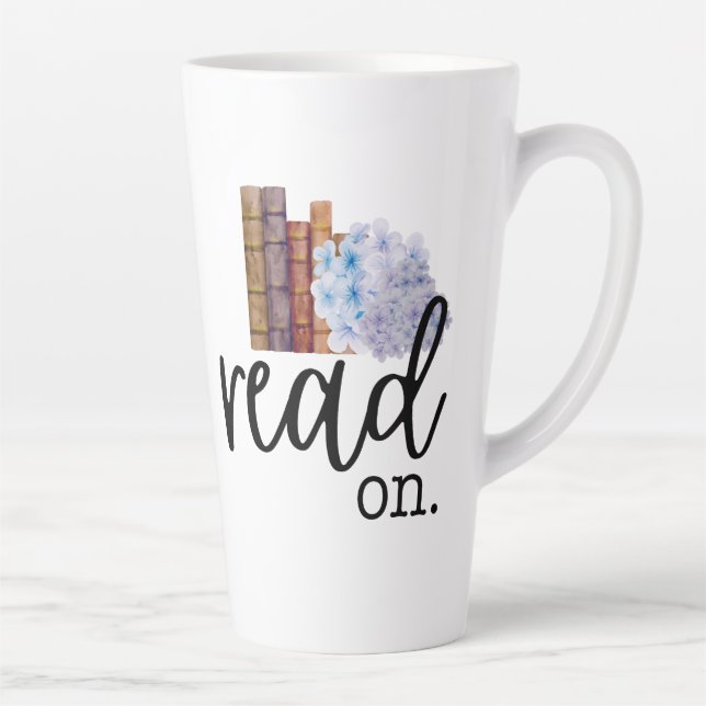 Taza De Café Latte Leer en (con Hydrangeas) (Derecha)