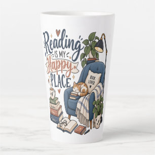 Taza De Café Latte Leer Es Mi Lugar Feliz – Diseño Acogedor para Aman
