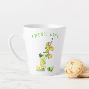 Taza De Café Latte Lemon Drink Latte Mug - Texto Personalizado