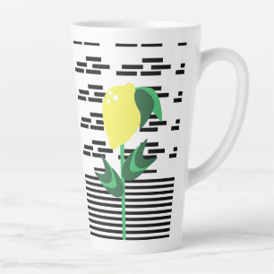 Taza De Café Latte Lemon Plant Black Stripes