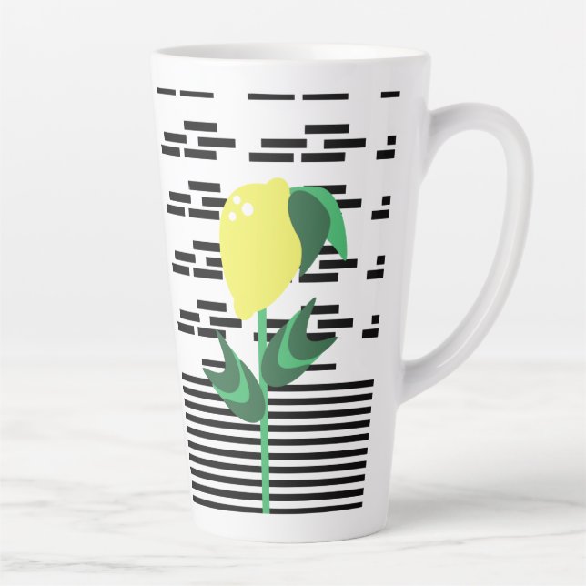 Taza De Café Latte Lemon Plant Black Stripes (Derecha)