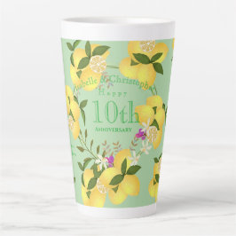 Taza De Café Latte Lemon Squeeze Aniversario Boda Verde