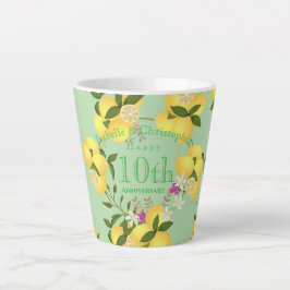Taza De Café Latte Lemon Squeeze Aniversario Boda Verde