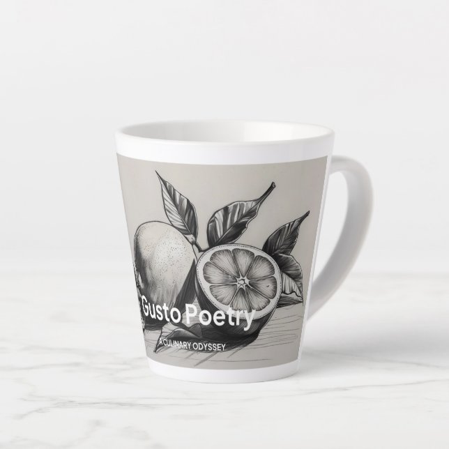 Taza De Café Latte Lemon y Naranja Gusto Poesía (Ángulo derecho)