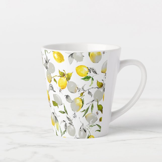 Taza De Café Latte Lemones acuarelas 21 (Derecha)