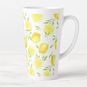 Taza De Café Latte Lemones y hojas