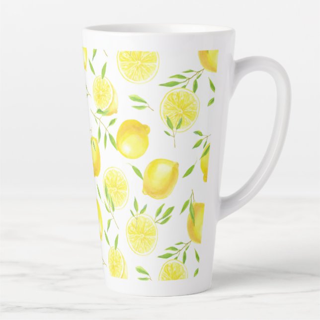Taza De Café Latte Lemones y hojas (Derecha)
